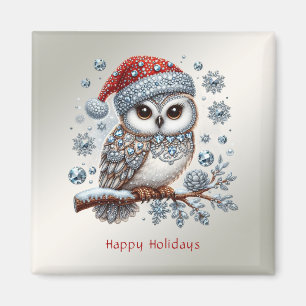 Christmas Owl Holiday Magnet