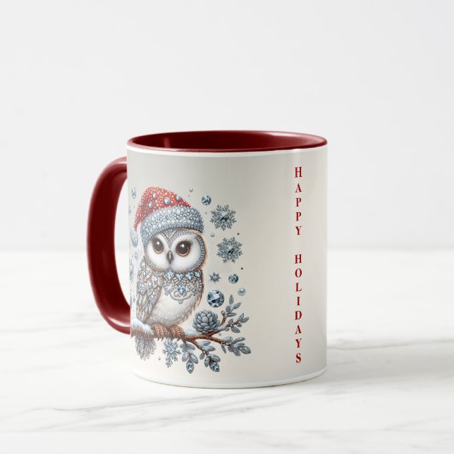 Christmas Owl Holiday Mug (Front Left)