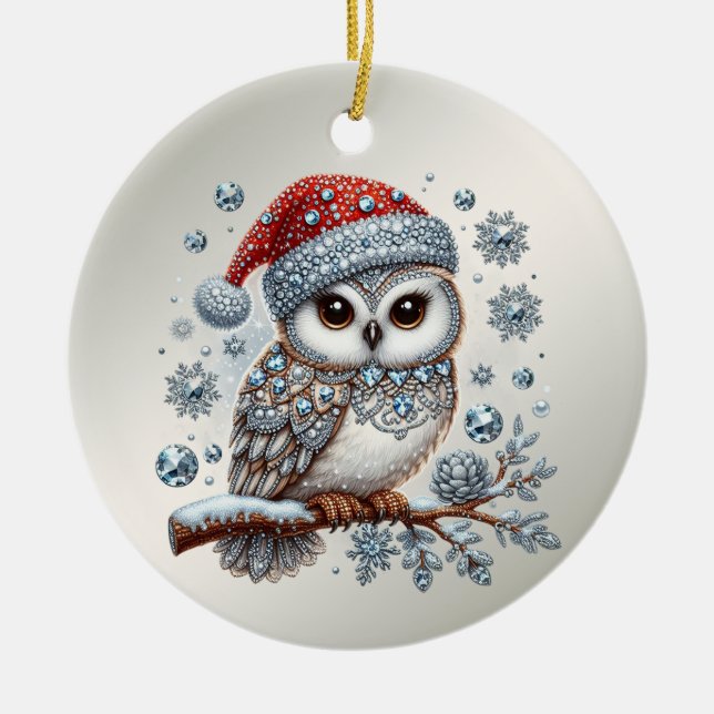 Christmas Owl Holiday Ornament (Front)