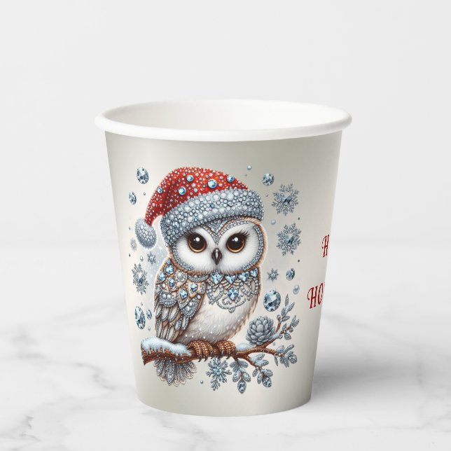 Christmas Owl Holiday Paper Cups (Front)