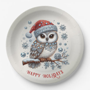 Christmas Owl Holiday Paper Plate