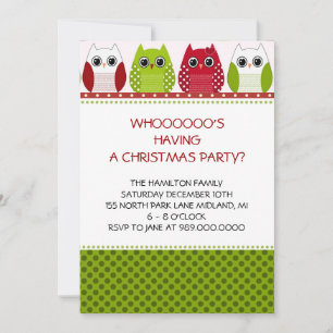 Christmas Owl Holiday Party Invitations