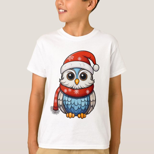 Christmas Owl – Holiday T-Shirt for Kids and Teens (Front)