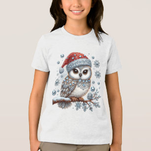 Christmas Owl Holiday T-Shirt Tri-Blend Shirt