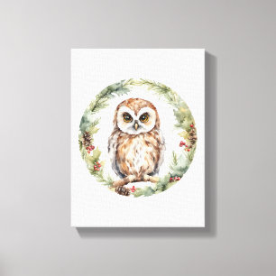 christmas owl illustration owl wall art holiday