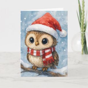 Christmas Owl in Snowflakes Card