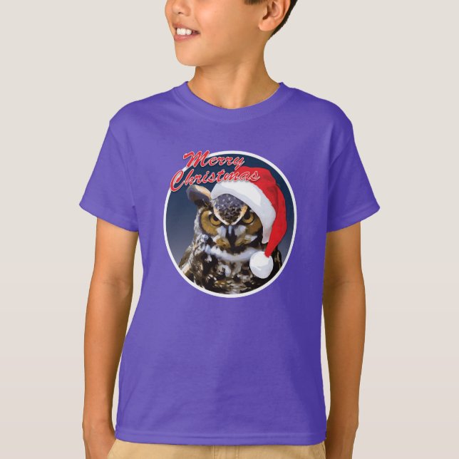 Christmas Owl - Kids' Basic Hanes T-Shirt (Front)