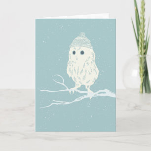 Christmas owl on tree branch - Xmas Holiday Card