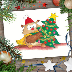 CHRISTMAS OWL postcard by Nicole Janes