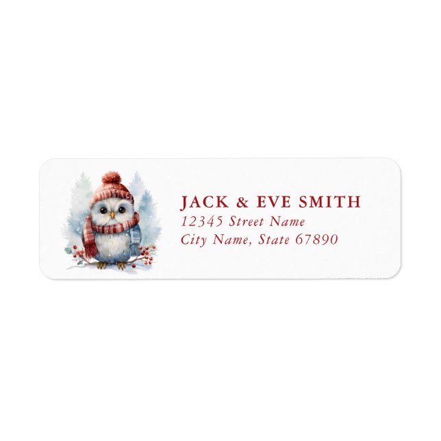 Christmas Owl  Return Address Labels (Front)