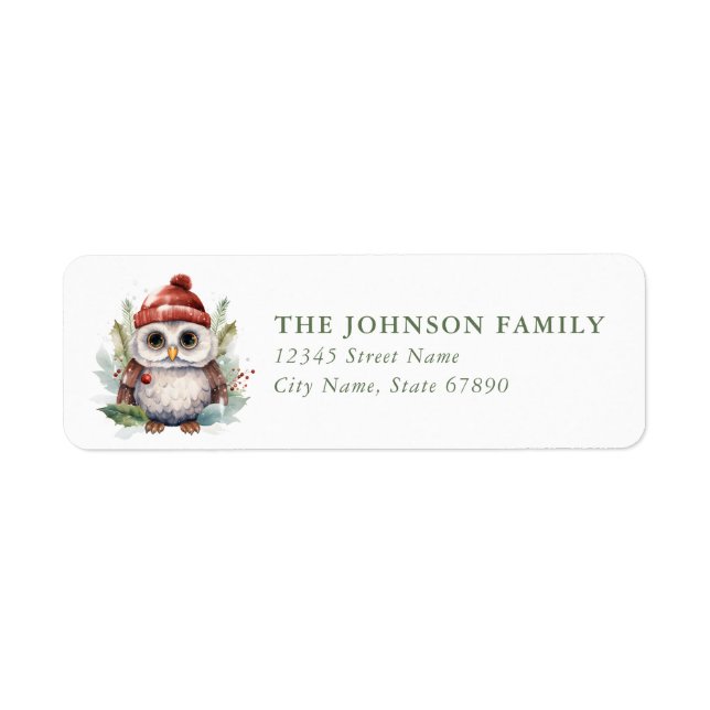 Christmas Owl  Return Address Labels (Front)