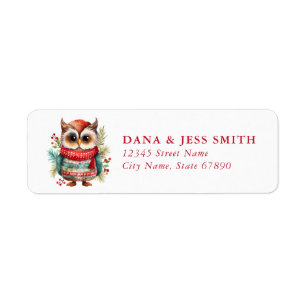 Christmas Owl Return Address Labels
