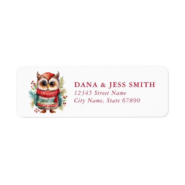 Christmas Owl Return Address Labels (Front)