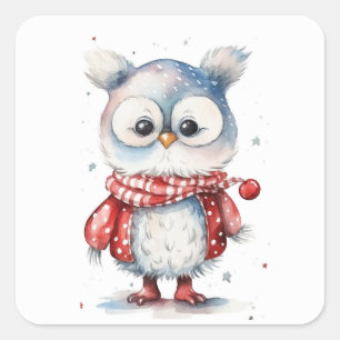 Christmas Owl Square Sticker