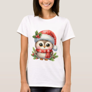 Christmas Owl T-Shirt , 100% cotton tshirt
