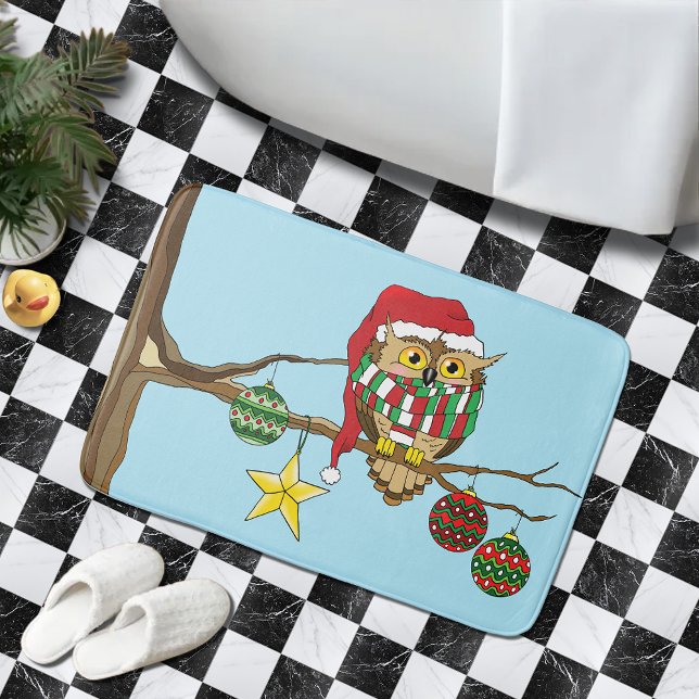 Christmas Owl Tree Ornaments Bath Mat (Creator Uploaded)