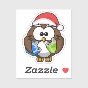 Christmas Owl Wearing Santa Hat-15840