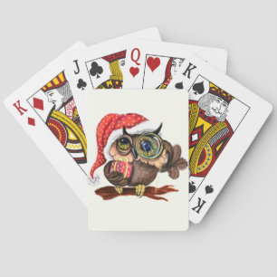 Christmas Owl with Gift Playing Cards