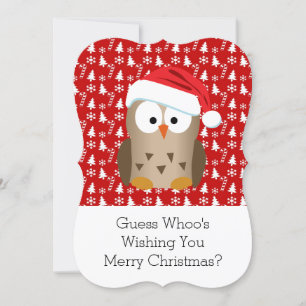 Christmas Owl with Santa Hat Photo Greeting Holiday Card
