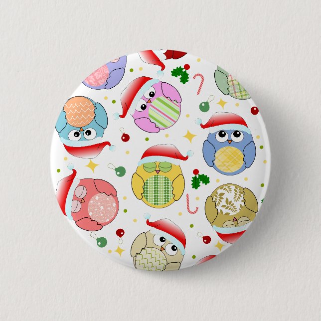 Christmas Owls Design 6 Cm Round Badge (Front)