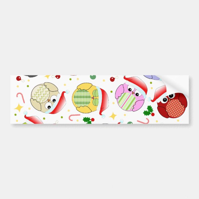 Christmas Owls Design Bumper Sticker (Front)