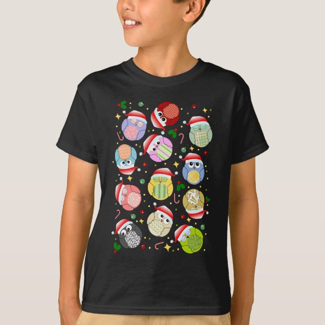 Christmas Owls Design T-Shirt (Front)