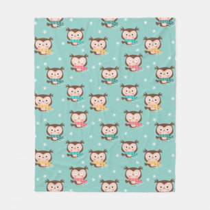 Christmas Owls Fleece Blanket