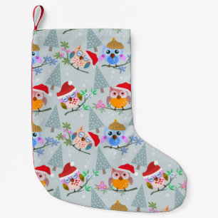 Christmas Owls Pattern Small Christmas Stocking