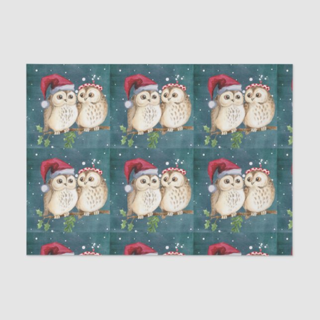 CHRISTMAS OWLS Tissue Paper (Front)