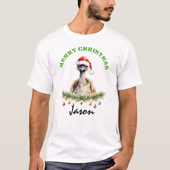 Christmas Oz Animals Emu Matching Men's T-Shirt (Front)