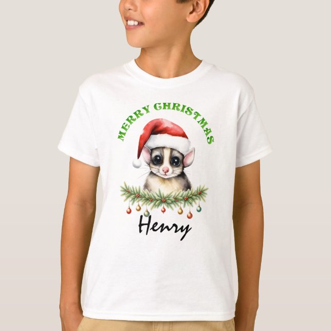 Christmas Oz Animals Sugar Glider Fam Matching Boy T-Shirt (Front)