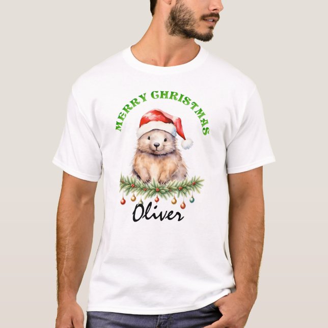Christmas Oz Animals Wombat Fam Matching Men T-Shirt (Front)