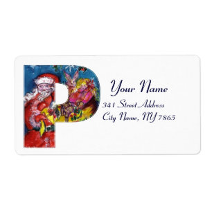 CHRISTMAS P LETTER / SANTA WITH GIFTS MONOGRAM
