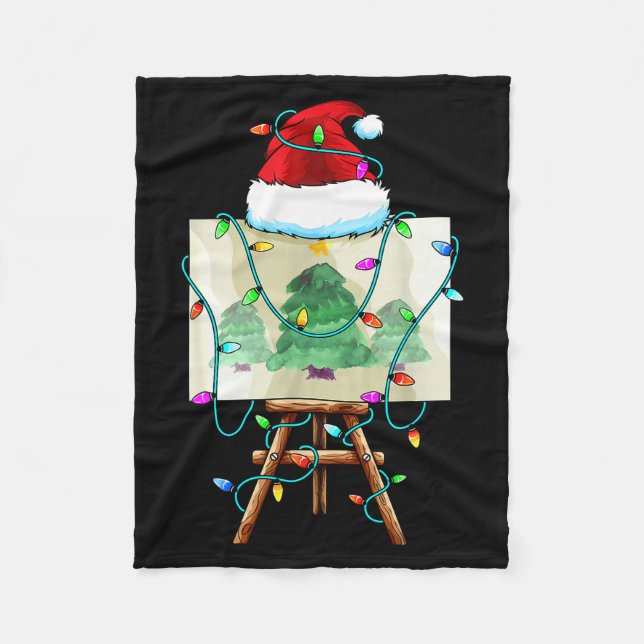 Christmas Painter Design _ Santa Xmas Paint Artist Fleece Blanket (Front)