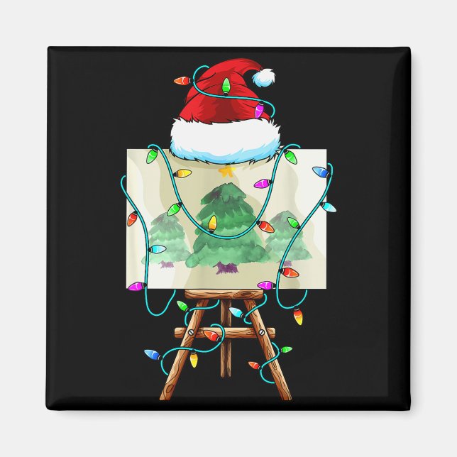 Christmas Painter Design _ Santa Xmas Paint Artist Magnet (Front)