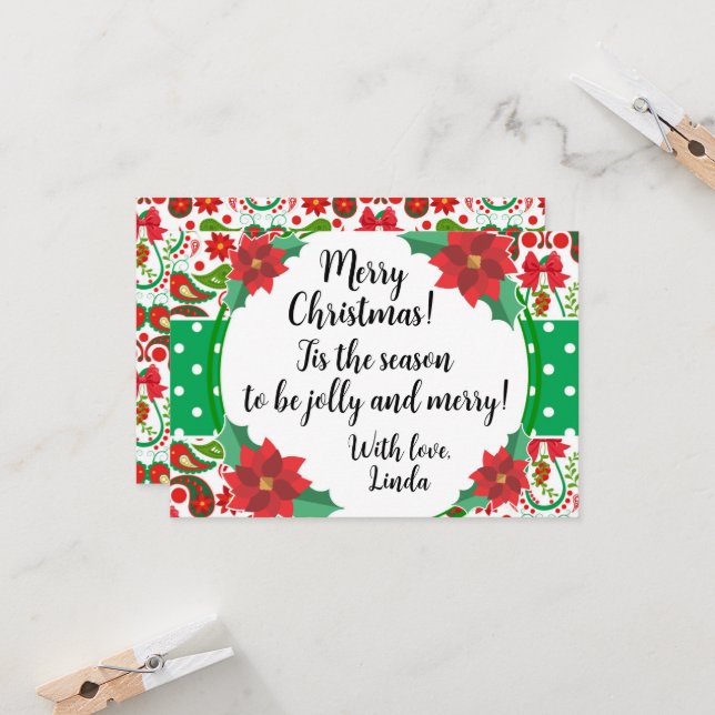 Christmas Paisley & Poinsettia Jolly  (Front/Back In Situ)