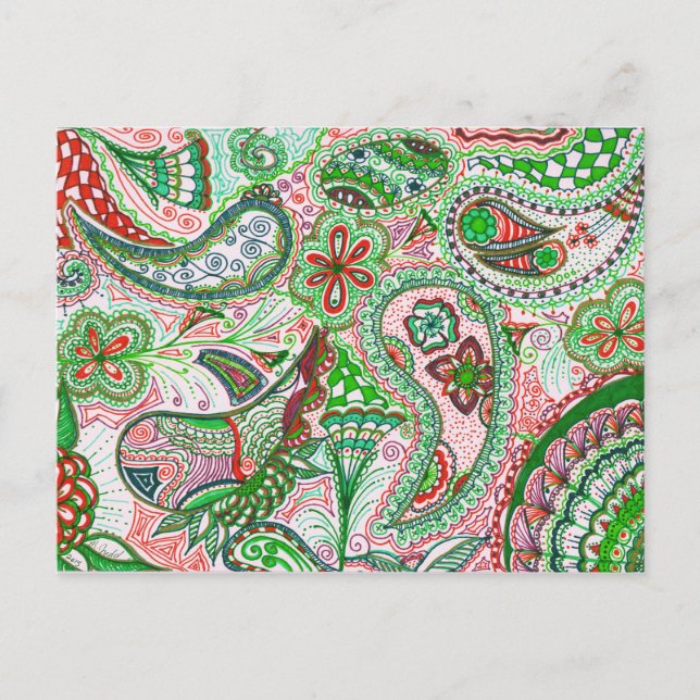 Christmas Paisley Post Card (Front)