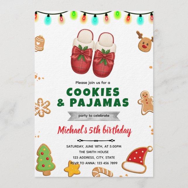 Christmas pajama and cookie decorating invitation (Front)