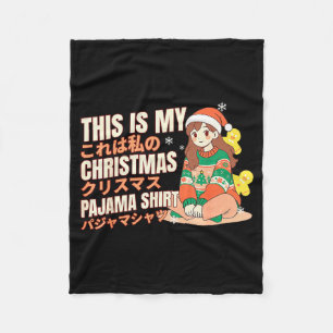Christmas Pajama Anime Girl Japanese Manga Otaku  Fleece Blanket