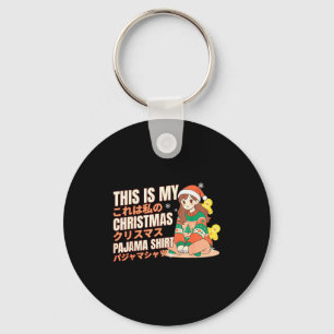 Christmas Pajama Anime Girl Japanese Manga Otaku  Key Ring