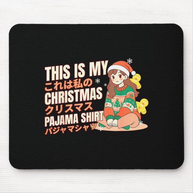 Christmas Pajama Anime Girl Japanese Manga Otaku  Mouse Mat (Front)