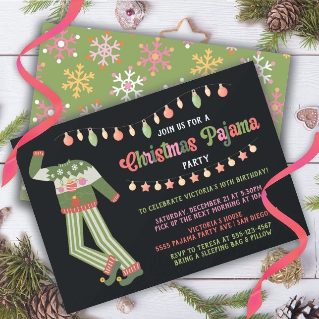 Christmas Pajama Birthday Party Ugly Sweater Invitation (Creator Uploaded)