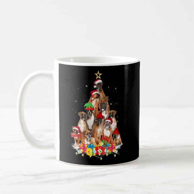 Christmas Pajama Boxer Tree Xmas Dog Dad Mum  Coffee Mug (Left)