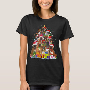 Christmas Pajama Boxer Tree Xmas Puppy Dog Dad Mum T-Shirt