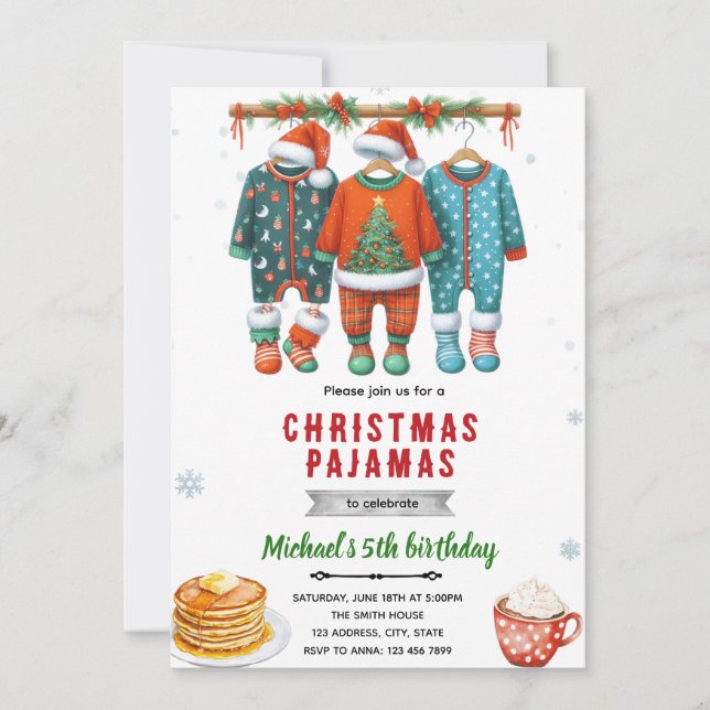 Christmas pajama brunch invitation (Front)