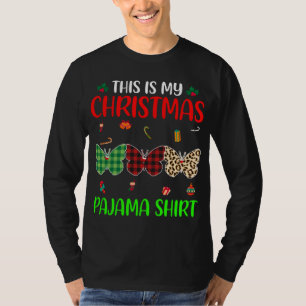 Christmas Pajama Butterfly Lover Animals Xmas Tree T-Shirt