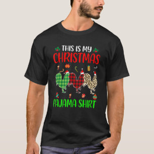 Christmas Pajama Chicken  Animals Xmas Tree Lights T-Shirt