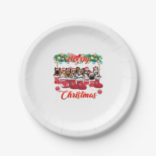 Christmas Pajama Cute Dogs Dog Lover Christmas Paper Plate