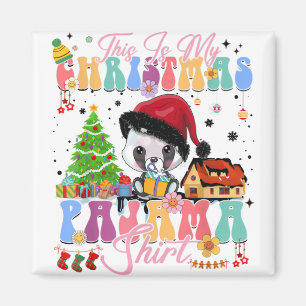 Christmas Pajama Cute Panda Gift X-mas Matching Fa Magnet