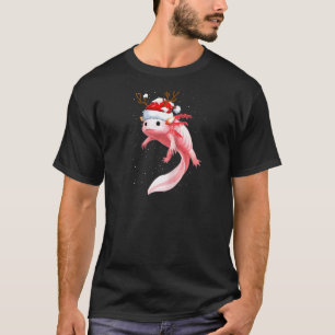 Christmas Pajama Dabbing Axolotl Santa Hat Reindee T-Shirt